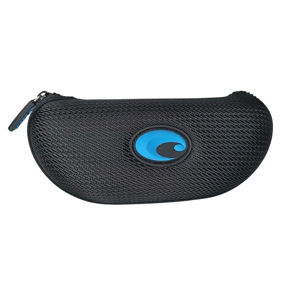 Costa Del Mar Sunglasses Semi‎ Hard Zip Up Clam Shell Case Black w/Blue Logo